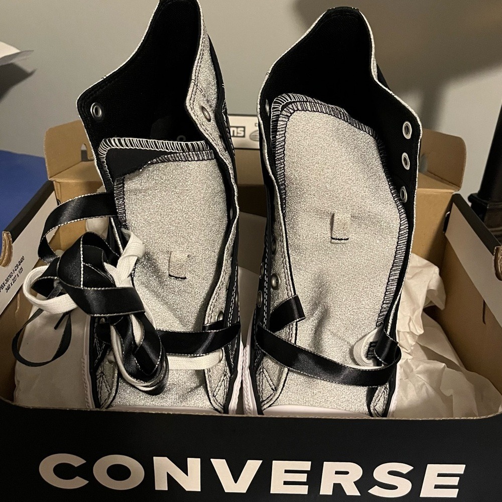 Converse Black Silver Double Upper Sz 11 New in Box - Picture 7 of 9